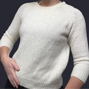 Massimo Dutti Cream Crewneck Sweater